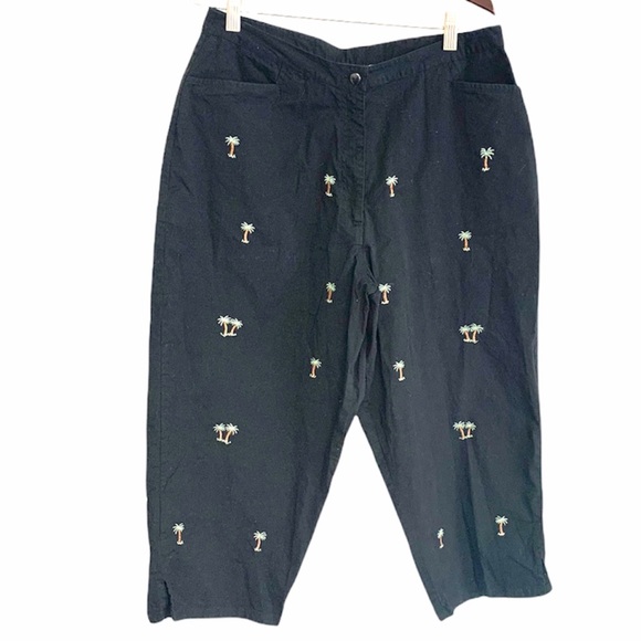 Moka Sport Embroidered Palm Trees Capri Pant 18 - Picture 1 of 7